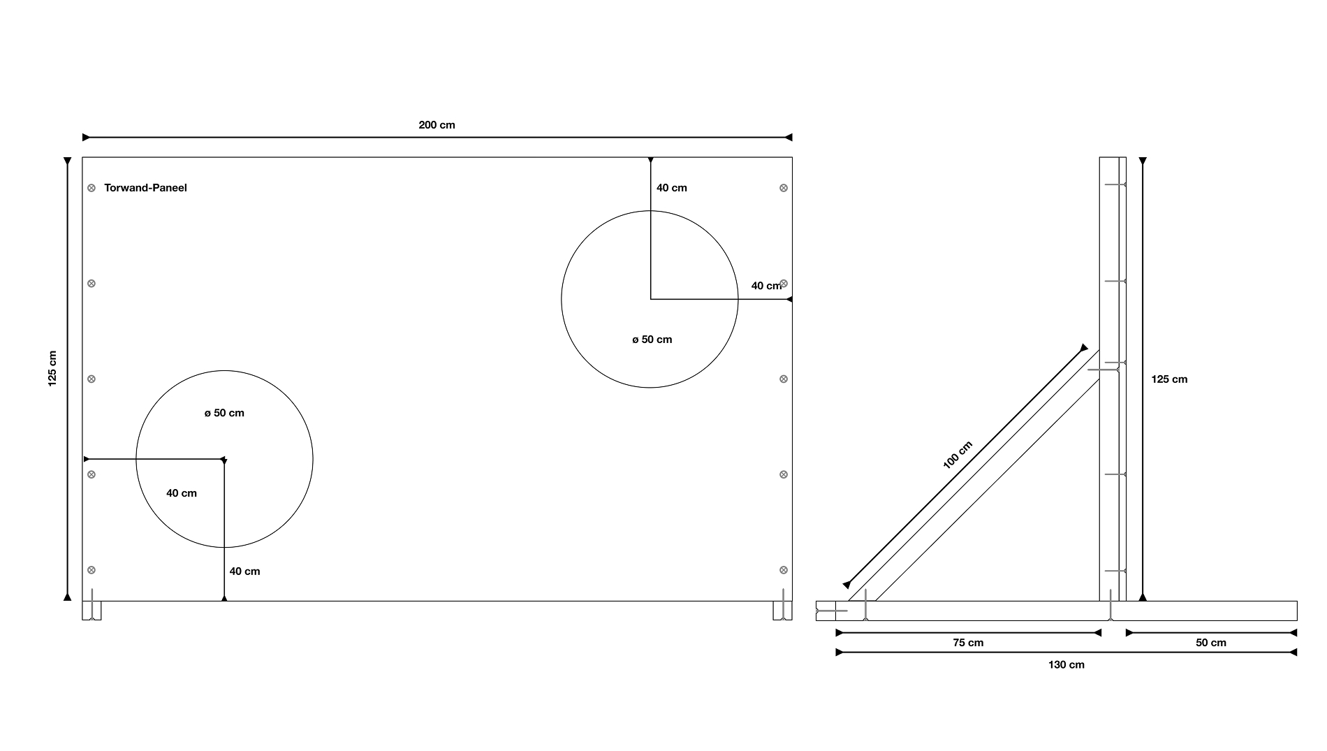 Diagram of the goal wall with dimensions